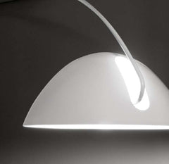 91" White Steel Arched With White Metal Shade