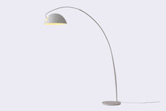 91" White Steel Arched With White Metal Shade