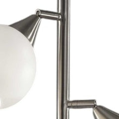71" Silver Metal Floor Lamp With White Dome Shade
