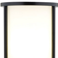 63" Black Wood Column Floor Lamp With White Fabric Cylinder Shade