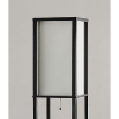 72" Black And White Solid Wood Column With White Cotton Shade