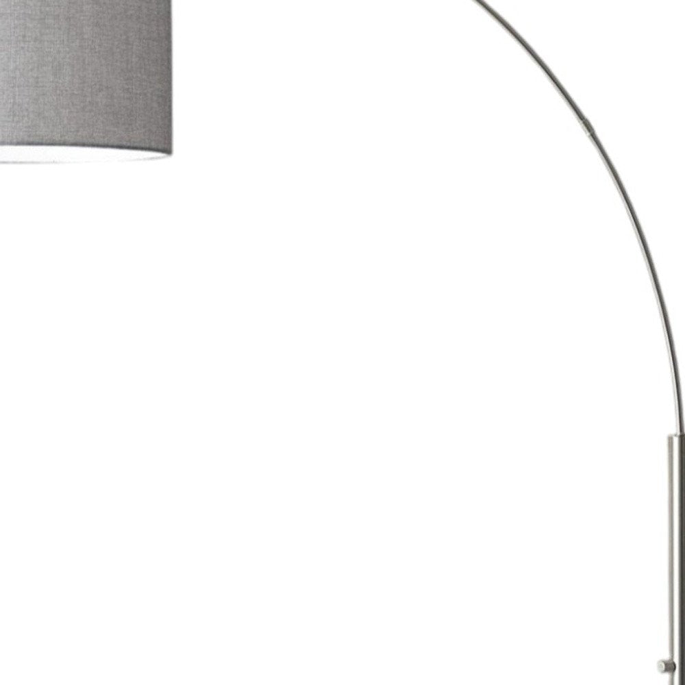 74" Brass Metal Arc Floor Lamp With Off White Linen Drum Shade