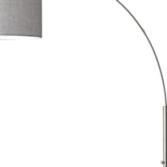 74" Brass Metal Arc Floor Lamp With Off White Linen Drum Shade