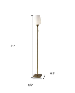 71" Brass Metal Torchiere Floor Lamp With White Glass Novelty Shade