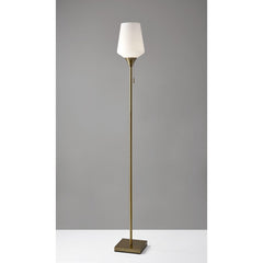 71" Brass Metal Torchiere Floor Lamp With White Glass Novelty Shade