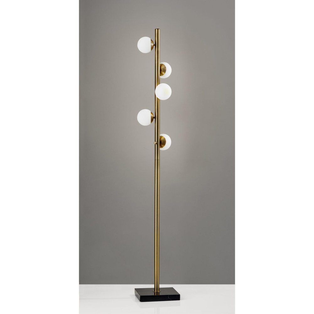 65" Brass LED With White Glass Shade