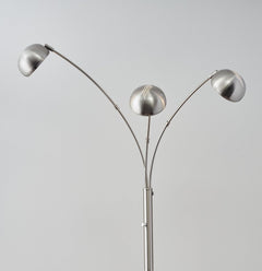 84" Steel Three Light Tree Floor Lamp With Silver Metal Bell Shades
