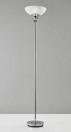 72" Silver With White Glass Shade