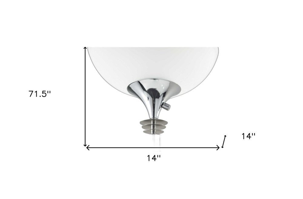 72" Silver With White Glass Shade