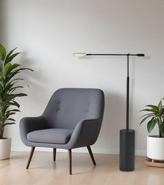 64" Black Metal LED Light Changing Swing Arm Floor Lamp