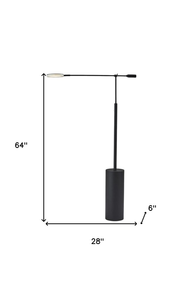 64" Black Metal LED Light Changing Swing Arm Floor Lamp