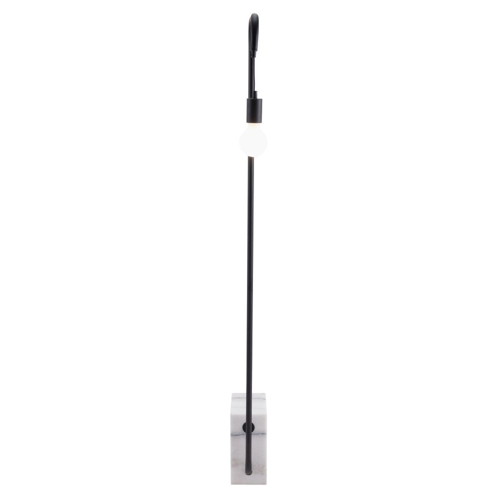 59" Black And White Marble And Steel LED Floor Lamp
