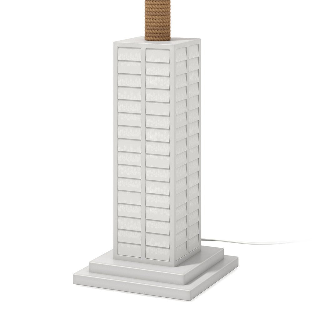 63" White Polyresin Floor Lamp With White Linen Shade