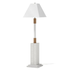 63" White Polyresin Floor Lamp With White Linen Shade