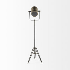 61" Antiqued Gold LED Movie Set Floor Lamp With Gold Metal Shade