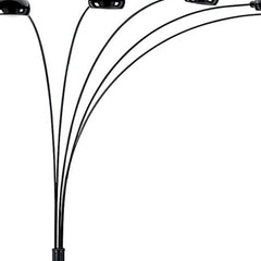 84" Black Five Light Arc Floor Lamp With Black Dome Shade