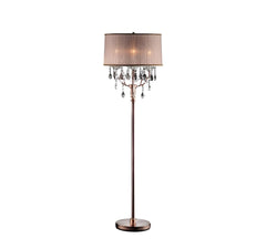 62" Silver Three Light Candelabra Floor Lamp With Pink Fabric Drum Shade