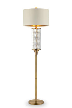 62" Gold Column Floor Lamp With Off White Metal Drum Shade
