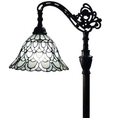 62" Brown Traditional Shaped Floor Lamp With White Stained Glass Bowl Shade