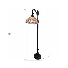 62" Brown And White Floor Lamp With White Glass Bowl Shade