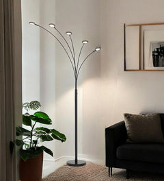 72" Bronze Five Light LED Arc Floor Lamp