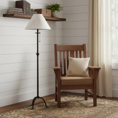 57" Black Traditional Shaped Floor Lamp With White Empire Shade