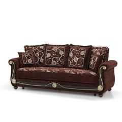 95" Brown Chenille Convertible Futon Sleeper Sofa And Toss Pillows With Storage