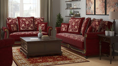 95" Burgundy Chenille Convertible Futon Sleeper Sofa And Toss Pillows With Storage