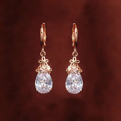 Creative Chinese Knot Water Drop Earrings with Zircon