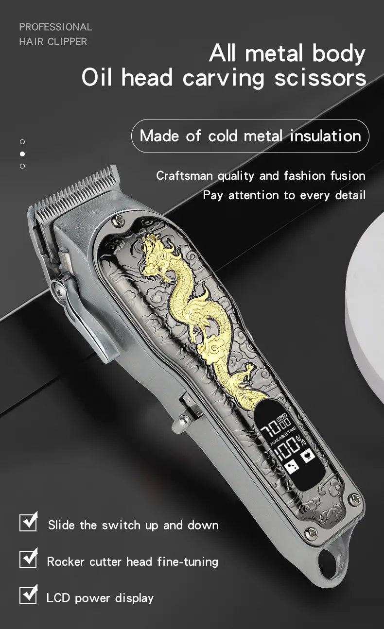 Electric Hair Trimmer with USB Charging & LED Display