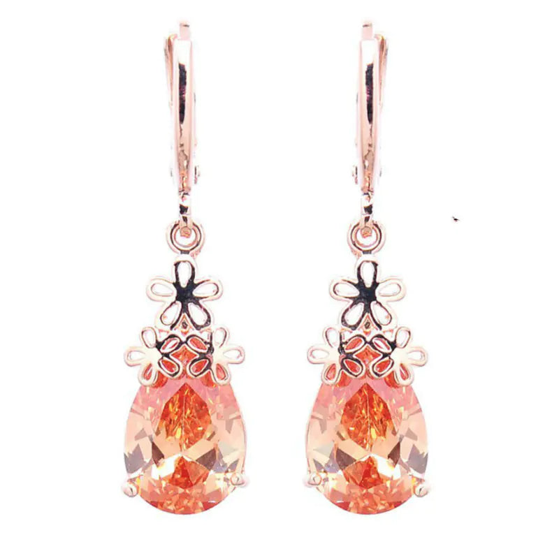 Creative Chinese Knot Water Drop Earrings with Zircon
