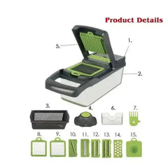 15-in-1 Vegetable Chopper with compact storage box