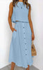 Solid Color Vest & Skirt Set