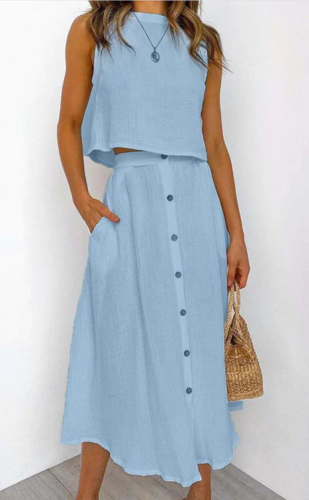 Elevate Your Wardrobe with the Comfortable Vest and Skirt Set: Discover the Versatile Two-Piece Outfit for Every Occasion