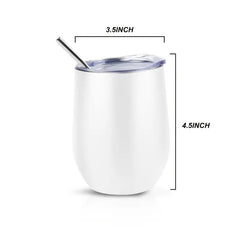 12oz Stainless Steel Wine Tumblers Set of 2 – Double Wall Insulated with Lid & Straw