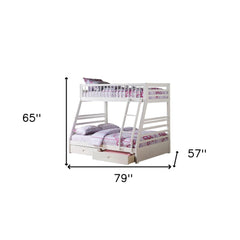White Twin Over Full Wood Bunk Bed With Storage