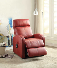 28" Red Tufted Faux Leather Power Lift Assist Recliner