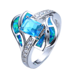 Women's Blue Opal Diamond Ring