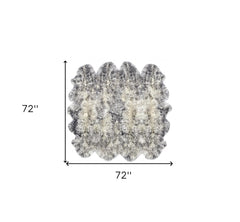 Gradient Gray Animal Print Area Rug featuring a unique scalloped design, measuring 72" x 72". Soft texture and stylish patter