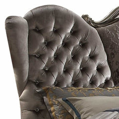 Antique Platinum Velvet King Bed