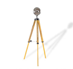 35" Brown Tripod Floor Lamp with Cone features a sleek design, wooden tripod base, and a stylish cone-shaped light fixture.