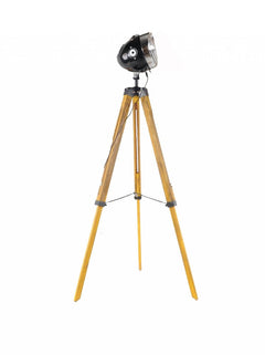 35" Brown Tripod Floor Lamp with Cone features a sleek black shade and sturdy wooden tripod legs, perfect for stylish lightin