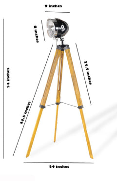 35" Brown Tripod Floor Lamp With Cone