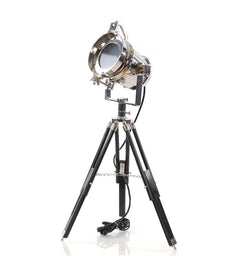 Silver Metal Tripod Floor Lamp With Metal Shade