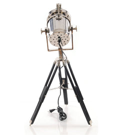 Silver Metal Tripod Floor Lamp With Metal Shade