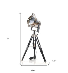 Silver Metal Tripod Floor Lamp With Metal Shade