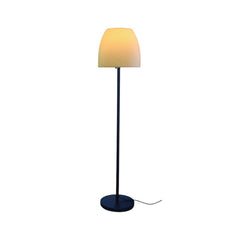 60" black and white metal floor lamp featuring a white bowl shade, elegant design for modern decor.