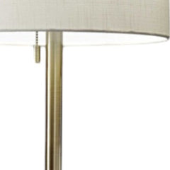 61" Silver Metal Floor Lamp With Fabric Shade