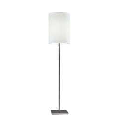61" Brass Metal Floor Lamp With White Fabric Cylinder Shade