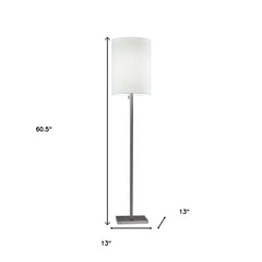 61" Silver Metal Floor Lamp With Fabric Shade